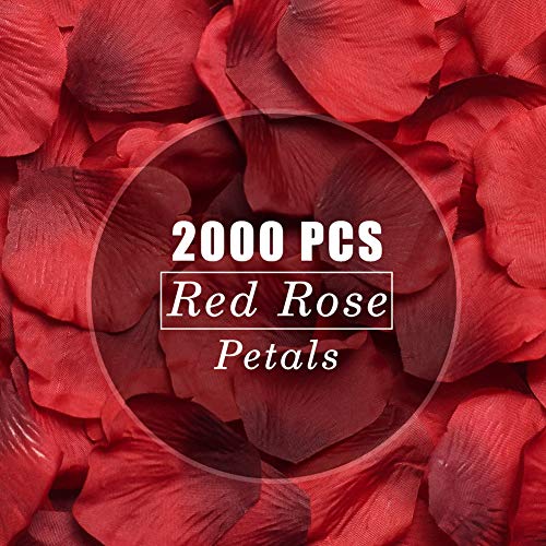 Adeeing 2000 Pcs Silk Rose Petals Artificial Flower Petals For Wedding Confetti Flower Girl Bridal Shower Hotel Home Party Valentine Day Flower Decoration, Burgundy #TOP23