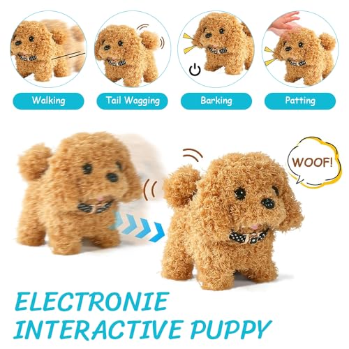 KBIBCK Hund Spielzeug Kinder, Elektronisches Haustier Hund mit Leine Spielzeug Kinder, Spielzeug Hunds der Läuft und Bellt, Interaktives Haustier Hunds Geschenk für Kinder Mädchen 3 4 5 6 7 8 9 Jahre
