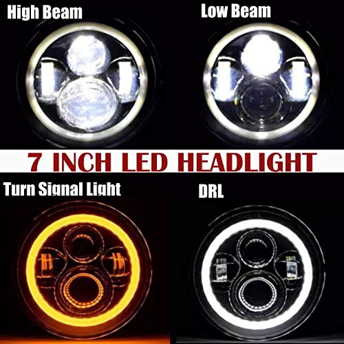 Bowoshen 7 Inch Led Halo Headlights For Datsun 240Z 260Z 280Z 280Zx 1970-78 High Low Beam Angel Eye Drl Amber Turn Signal Headlamp, Pack Of 2 #TOP7