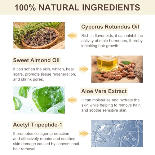 Cyperus Rotundusöl Für Haarentfernung, Organisches Natürliches Nussgrasöl, Zypern Rotundusöl Für Haarwachstumshemmer,Mehrzweck Zur Verringerung Des Körperhaarwachstums,Feuchtigkeitsspendend,Beruhigend