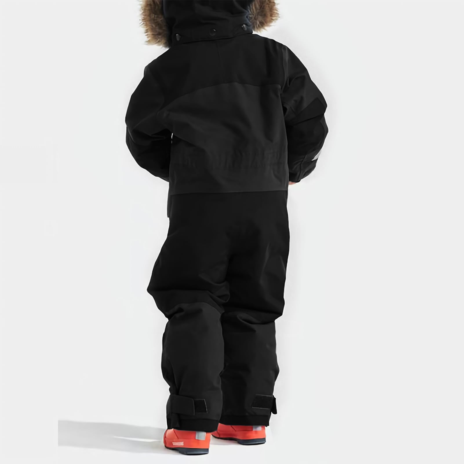 Kinder Skianzug Jungen mit Kapuze Winddichte Wasserdichte Schneeoverall Mädchen Warmer Schneeanzug Dickere Skioverall mit Reflektierenden Streifen