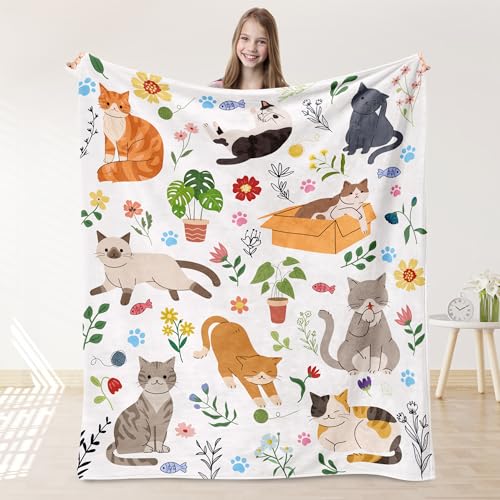 Cats Blanket for Girls, Cute Cats Gifts for Girls, Kids