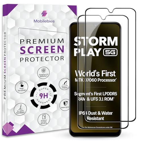 Image of Premium Tempered Glass Screen Protector Guard For Lava Storm Play 5G (6.75 Inch, Pack of 2) | Edge to Edge Coverage With Easy to installation kit