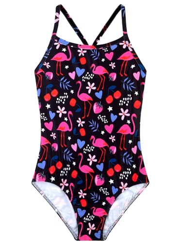 Image of Girls One Piece Swimsuits Summer UPF 50+ Quick Dry Beach Bathing Suit Cross Shoulder Strap Swimwear 2-10 Years