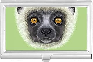 White Fluffy Sifaka Monkey Animal Business Card Holder Case Pocket Box Wallet