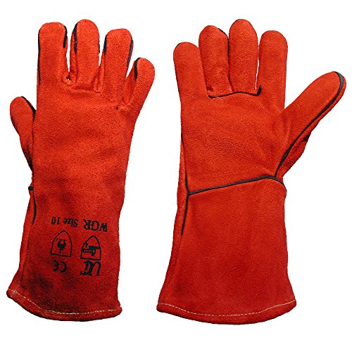 Ultimate Industrial WGR - SIZE MENS WGR Standard Welding Gauntlet Single Pair Size 10/Large Red