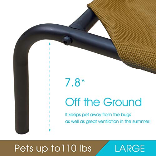 Phyex Heavy Duty Steel-Framed Portable Elevated Pet Bed, Elevated Cooling Pet Cot, 50.5" L X 30.5" W X 7.8" H(L, Brown) #TOP3