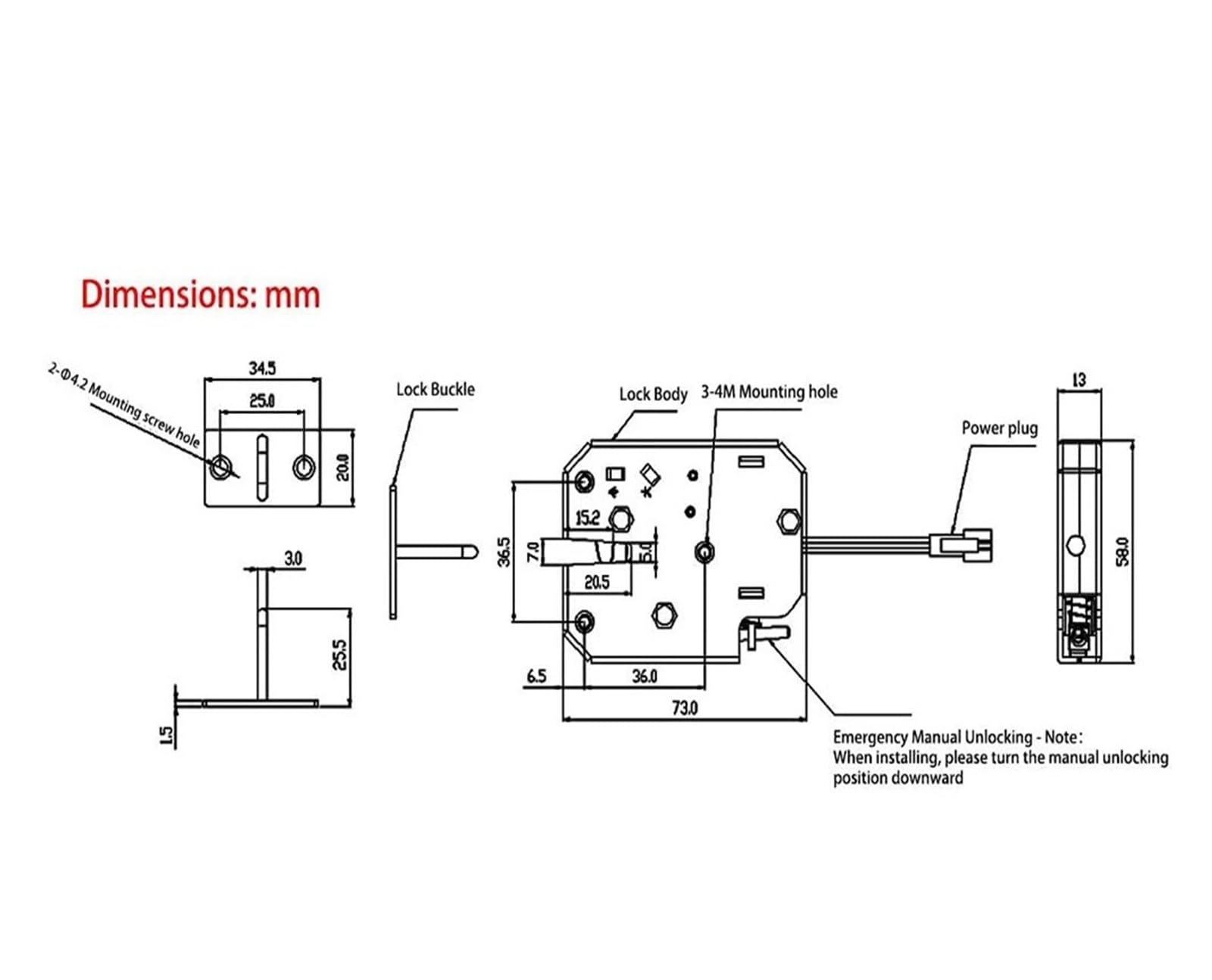 Zamek elektromagnetyczny Mini elektryczny zamek śrubowy, sterowanie elektromagnetyczne, szafki szafki