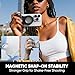 Saker Magnetic Camera Grip & Selfie Light,Multi-Function Magnetic Grip with Fill Light & Wireless Control | Detachable Phone Stand for Content Creators (Auction Hammer Black)