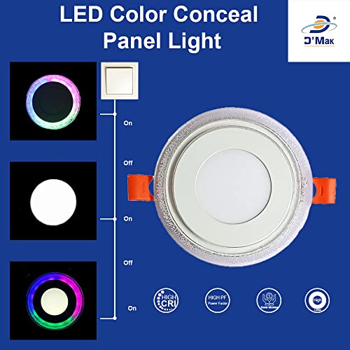 Image of D'Mak Aluminium 6 Watt Decorative Led Jelly Type Round Led Panel Ceiling Light 3D Effect Lighting (White & Pgb,Pack of 1)