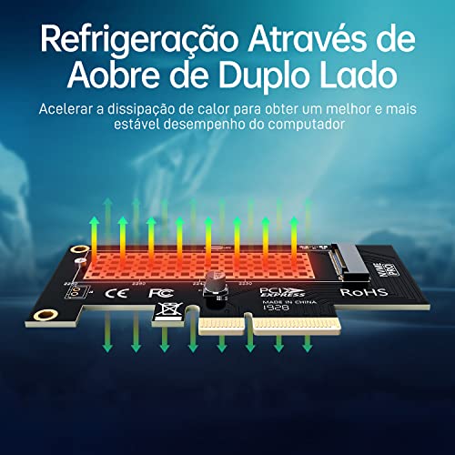 AMPCOM M.2 NVME SSD para placa adaptador PCIe 4.0, 64Gbps SSD PCIe4.0 X4 adaptador para PC desktop,