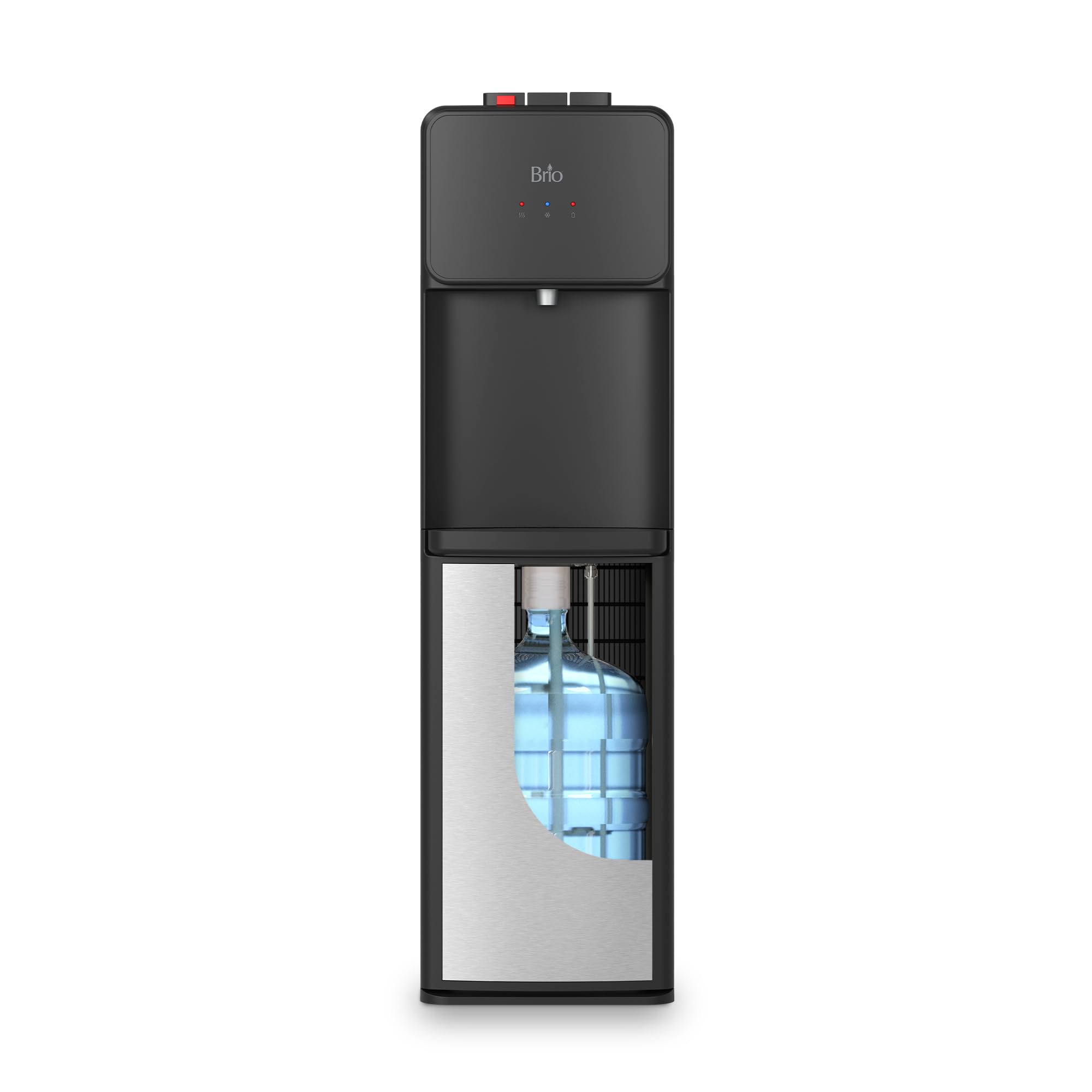 Brio 130SS Series Bottom Load Water Cooler Dispenser, Black+Stainless Steel