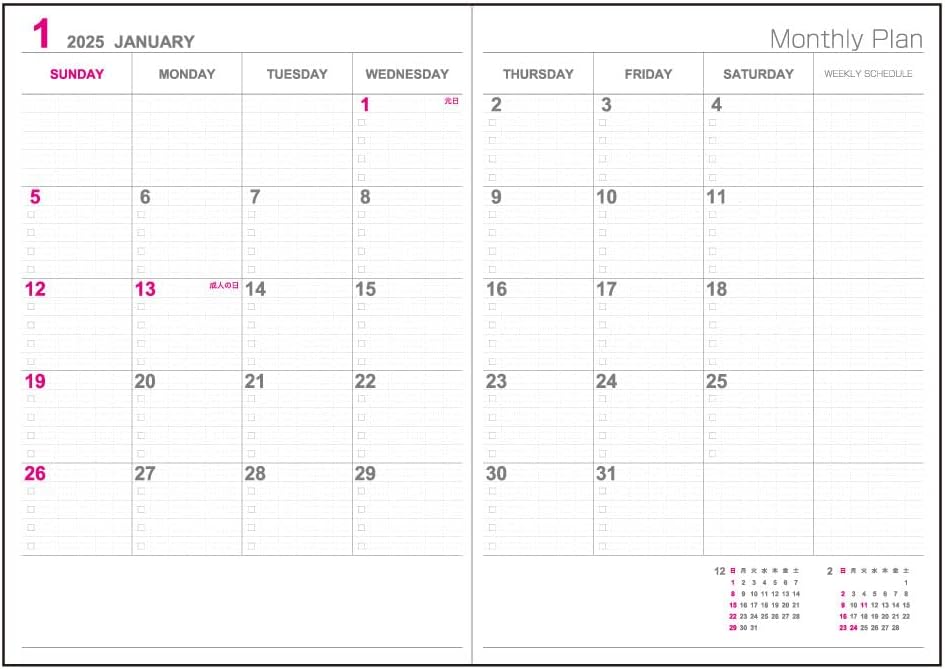 Logical Diary NS-B602-25DA2 Monthly Notebook Type D/B6/Poo, 2025
