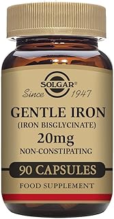 Solgar Gentle Iron (Iron Bisglycinate) 25 mg - 90 Vegetable Capsules - Non-Constipating, Gentle on Your Stomach - Gluten Free - 90 Servings