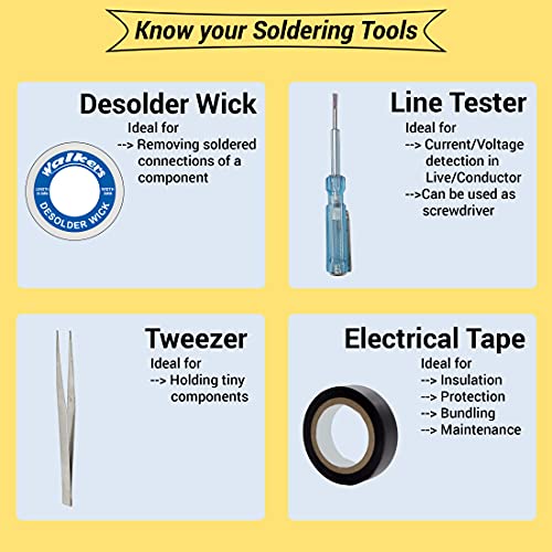 Image of Walkers Electronic Gadget New 11 Items New Mobile Soldering and Desoldering Equipment Tool Machine Combo Kit Set with Flux Paste and Wire 25 W Simple (Flat Tip)
