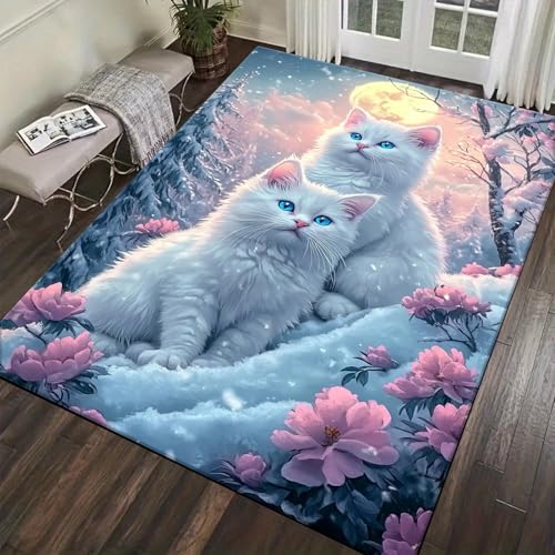 Tapis animal chat grand format pour sublimer le sol du salon