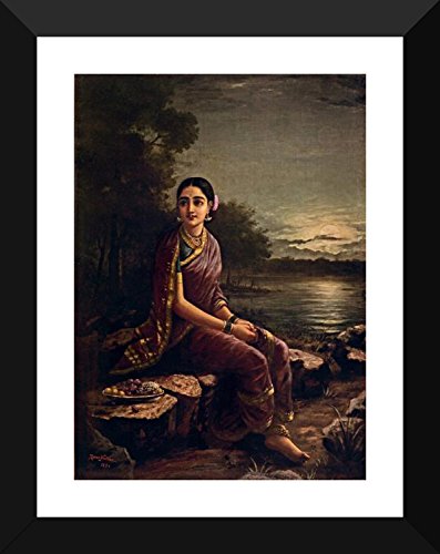 Image of Tallenge Radha In The Moonlight Raja Ravi Varma Mythology Collection Framed Poster (Paper; 12 x 18 Inches)