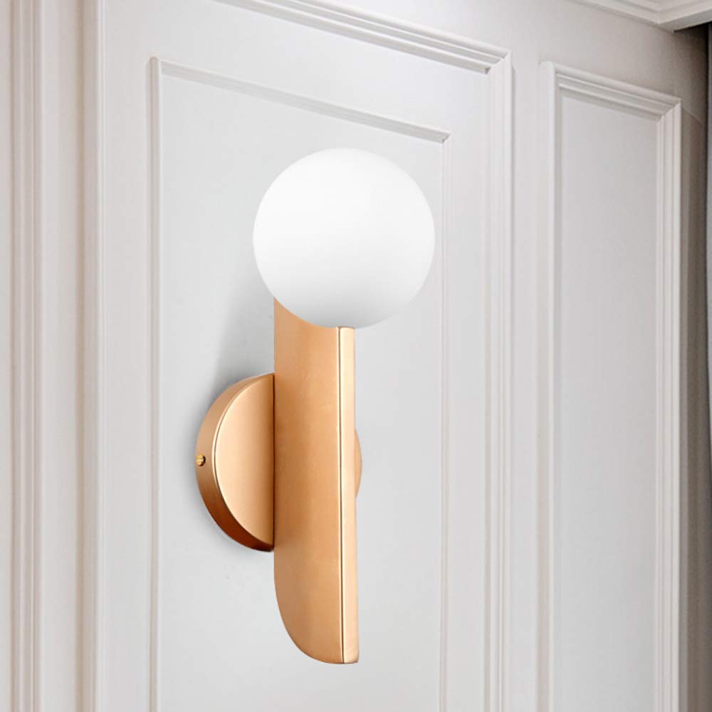 Lámpara de pared Creativa de Interior de vidrio nórdico, lámpara de pared Simple, lámpara de pared con Base de Hierro E27 adecuada para dormitorio, mesita de Noche, escaleras, pasillo, pared, lámpara