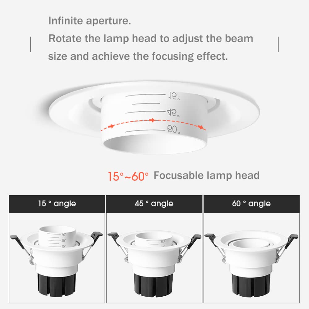 Oprawa typu Downlight 7 W 3 cale z możliwością przyciemniania Oprawa skupiająca LED Oświetlenie wpuszczane Koncentrująca lampa sufitowa Oprawa typu Downlight wpuszczana Światło 3000–6000 K (A)