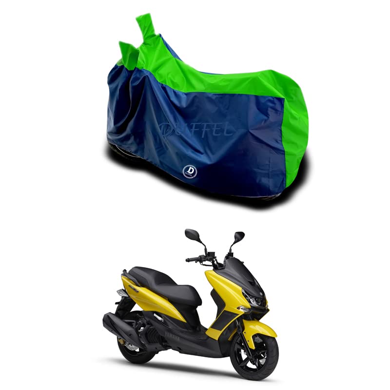 DUFFEL-Two Wheeler Bike Body Cover Compatible for Yamaha Majesty S 155 Maxi Heat Protectio/UV-Rays/Birds Dropping/DustProof/Waterproof Indoor Outdoor and Parking Full Body Protection [Green Patta]