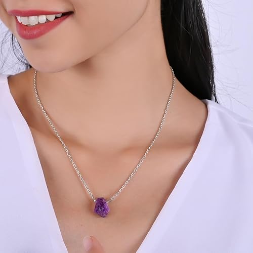 Miniatura 2 de Gempires - Collar con colgante de piedra lunar arcoíris crudo para mujer, colgante de cristal de piedra lunar de 0.39 a 0.59 pulgadas, joyería de