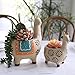 LA JOLIE MUSE Ceramic Animal Succulent Planter Pots - 6.1 + 4.5 inch Cute Alpaca/Llama & Goat Rough Pottery Unglazed Desktop Flower Plant Pots Indoor, Home Decor Gifts for Mom, Green