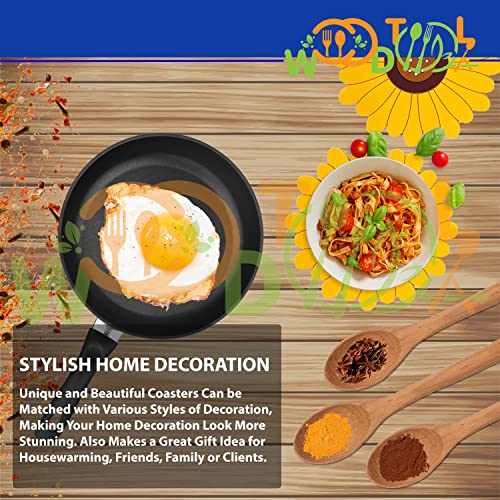 Image of Silicone Trivet Mat - Sunflower Hot Pot Holder Pads - Coasters for Kitchen - Placemat for Hot Dishes - Hot Pads for Table (Set of 4, Meduim, Yellow)