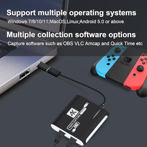 Pacoxi Usb 3.0 Video Capture Card,1080P Hdmi Recorder Game Capture Card For Windows/Mac Os,Compatible With Switch/Ps5/Ps4/Xbox/Pc/Camera For Obs,Twitch,Tiktok,Youtube Live Streaming And Recording thumb #5