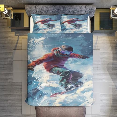 Housse de couette snowboard 200x200 parure lit douce pour enfants - 3