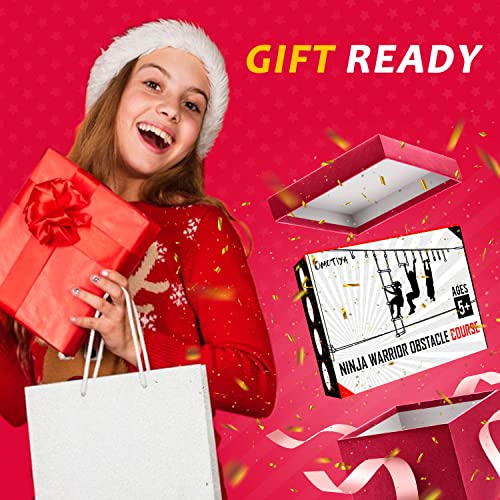 Omotiya Ninja Warrior Obstacle Course For Kids, 2 X 50Ft Slacklines For Backyard, 10 Accessories, Outside Playset Equipment Girls Boys, Swing, Ladder, Monkey Bars, Rings Plus Arm Trainer #TOP7