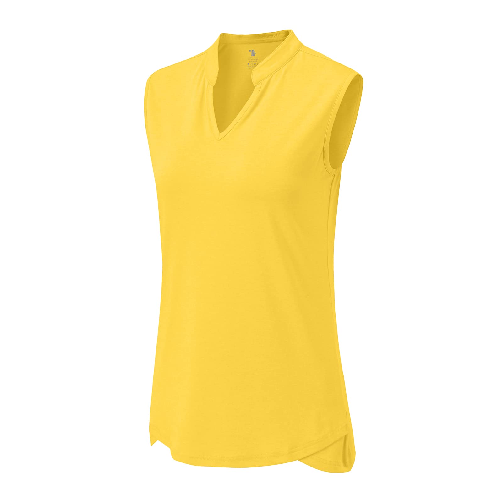 BASUDAM Women's Sleeveless Golf Polo Shirts V-Neck Collarless Tennis Running T-Shirts Quick Dry