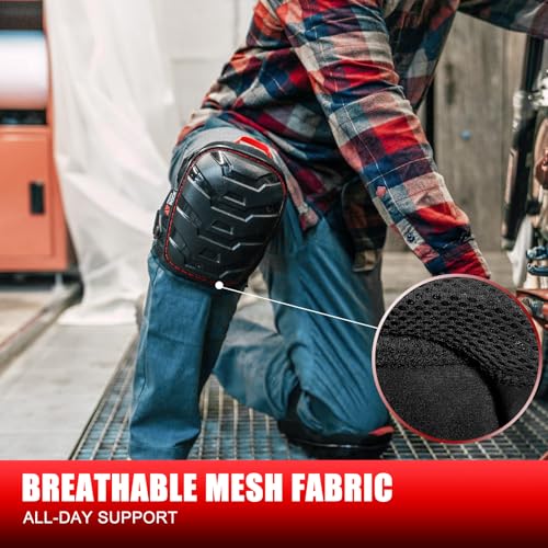 Freekyrock Professional Knee Pads For Men Women, Gardening Knee Pads Construction For Work With Heavy Duty Cap And Durable Straps, Adult Soft Knee Pads With Red Sturdy Stitching, Safety thumb #5