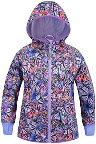 Therm Girls Rain Jacket, Ultra-Soft Kids Raincoat - Waterproof Fleece Lined Coat (Purple Butterfly, 18 Months)
