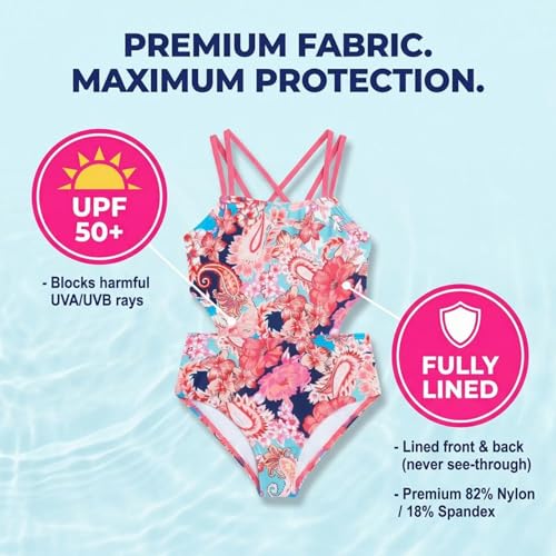 Image of Kanu Surf Girls' Beach Girl Sport Cut-Out One Piece Swimsuit