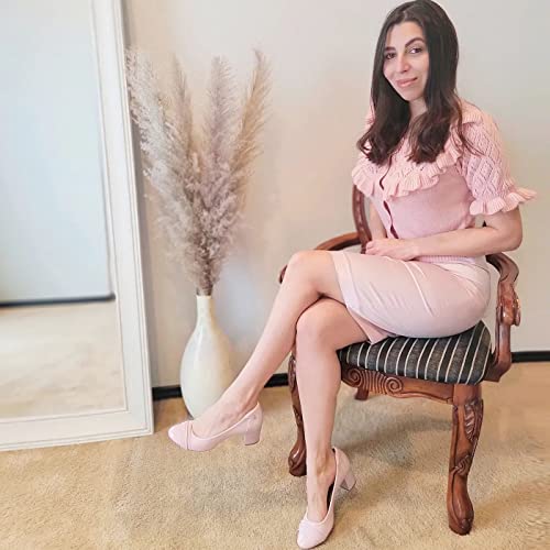 Jenn Ardor Womens Dress Pumps Pink Ballet Chunky Heels For Women Round Toe Mid Square Block Heels Soft Slip On Pumps Shoes For Office Lady Dancer Wedding Shoes Youth 2Inch #TOP2