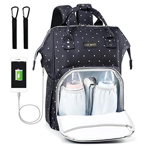 Baby Wickelrucksack Wickeltasche Multifunktional mit USB-Lade Port Oxford Wasserdichte Große Kapazität Babytasche für Reise,Welle Blau