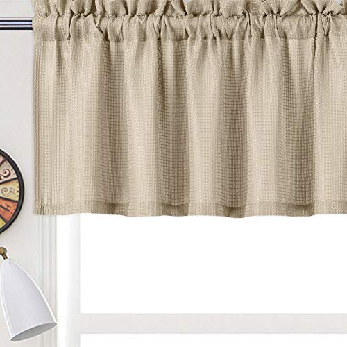 Nanan Kitchen Curtains 3 Piece Set 36 Inch Length, Tier Curtains With Waffle Weave Textured, Waterproof Bathroom Curtains Window Treatment(Taupe, 60"*36"+15") #TOP1