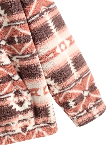 Image of ZAFUL Men 1 /4 Zipper Ethnic Aztec Fleece Unisex Winter Sweatshirt Tops 2026 | Funnel Neck Fluffy Polar Fleece Faux Sherpa Soft Thermal Pullover Kangaroo Pocket Jacket Hoodie Tops