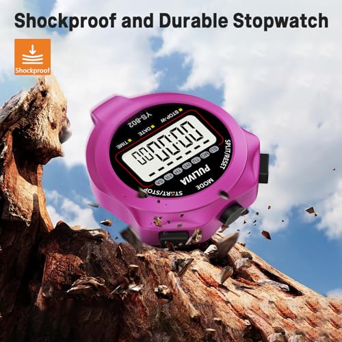 Image of Sports Stopwatch Timer, Single Lap Split Digital Stop Watch for Sports Kids Coaches Swimming Running, Purple