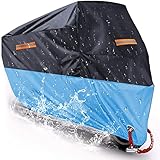 Monojoy 210D Oxford Motorcycle Cover Motorbike ATV Scooter Waterproof Rain Sun UV Dustproof All Season All Weather Outdoor Protective Cover & Copper Lock Holes [Never Rust]& Buckle -Medium 78