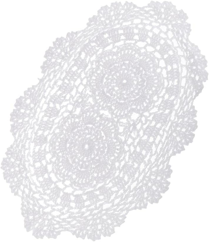 Hand Crochet Lace Doily Placemat Oval Coaster Mug Table Place Cup Mat - Vintage Floral Design, Washable and Reusable Cotton - Perfect for Wedding Dcor and Home Use - Suitable for