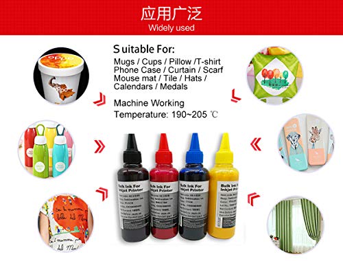 HEMEINY Tinta de sublimação de garrafa de 6 x 100 ml, funciona com Stylus Photo 1400 PX700W PX800FW