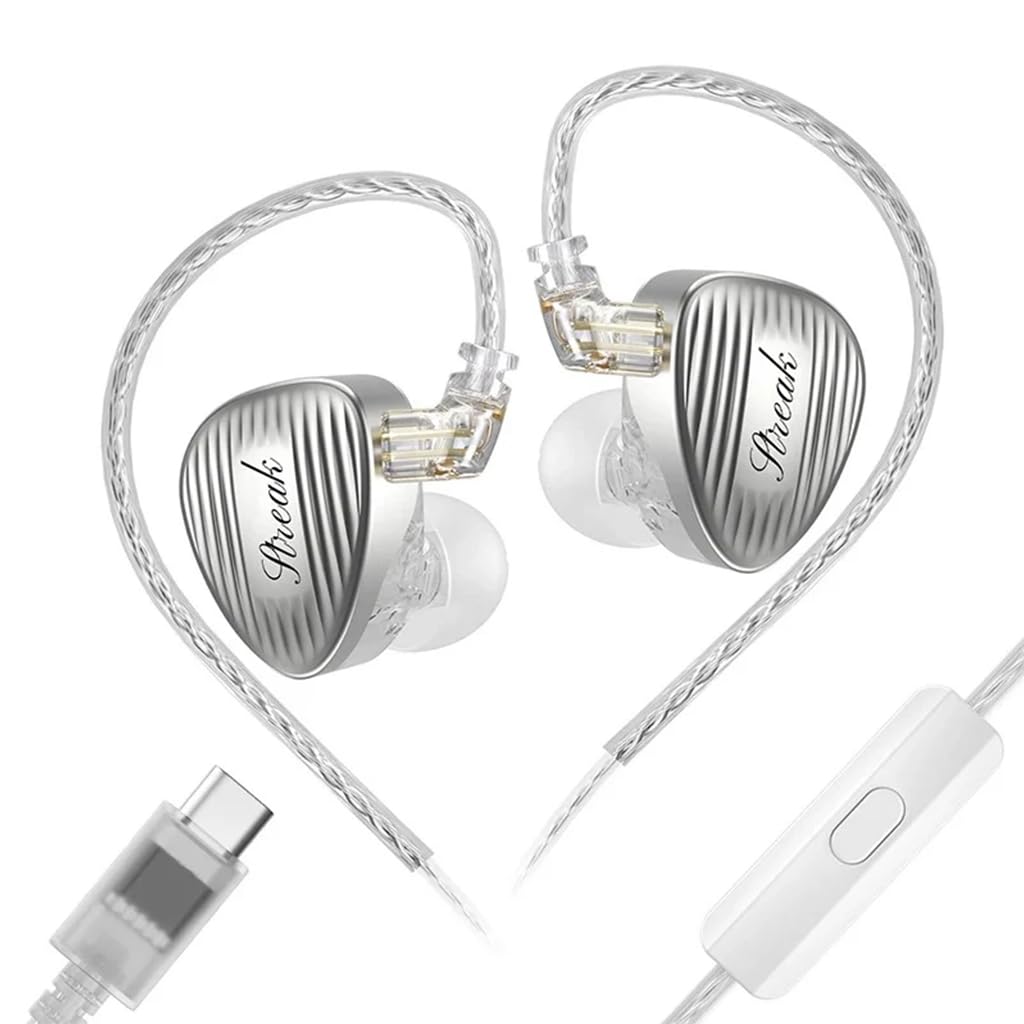 Concept Kart GK Streak Hybrid in-Ear Monitor Wired IEM with Mic, KUN Dynamic Driver + Micro-Planar Tweeter, Detailed Hi-Fi Sound, Silver-Plated Cable, Type-C Termination Plug (Silver)-image-34