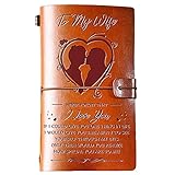 PRSTENLY Birthday Gift for Wife to My Wife Leather Journal, 140 Page Refillable Journal Notebooks, Travel Diary Anniversary Wedding Gift for Wife from Husband, Never Forget That I Love You