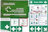 Betriebs-Verbandkasten DIN13157 mit Halterung Made in Germany + BG-Info-Paket mit Aushang Erste-Hilfe + Sicheitszeichen + Verhalten bei Unfällen + Verhalten im Brandfall