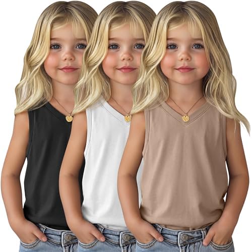 Langyiwee 3 Pack Toddler Girls Tank Tops, 3-Color Set, 18-24 Months