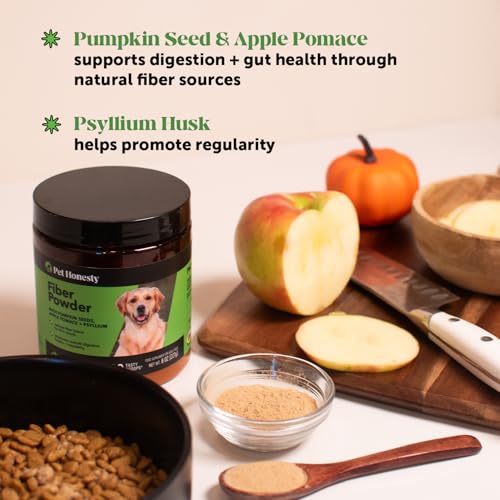Image of Pet Honesty Pumpkin Fiber Powder Supplement for Dogs - All Natural Dog Probiotic with Psyllium Husk, Pumpkin Seeds and Apple Pectin for Healthy Digestion (90 Scoops)