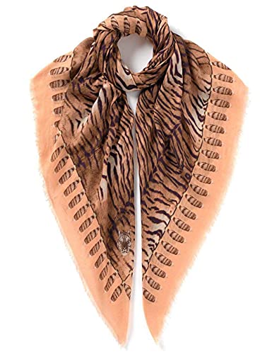 Écharpe beige VASSILISA magnifique imprimé tigre accessoire de mode