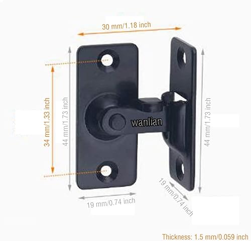 Miniatura 2 de Pestillo de cerrojo de puerta de 90 grados, ángulo de seguridad de acero inoxidable, cerradura de bolsillo para puerta, cerradura de puerta