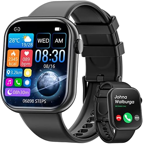 Smartwatch Uomo donna Rispondi/Effettua Chiamate,1.85 Schermo Smartwatch Orologio Uomo,IP67 Impermeabile Sportivo Watch con Frequenza Cardiaca,Ossigeno nel Sangue,Fitness Watch per Android e iOS Smartwatch Uomo donna Rispondi/Effettua Chiamate,1.85 Schermo Smartwatch Orologio Uomo,IP67 Impermeabile Sportivo Watch con Frequenza Cardiaca,Ossigeno nel Sangue,Fitness Watch per Android e iOS